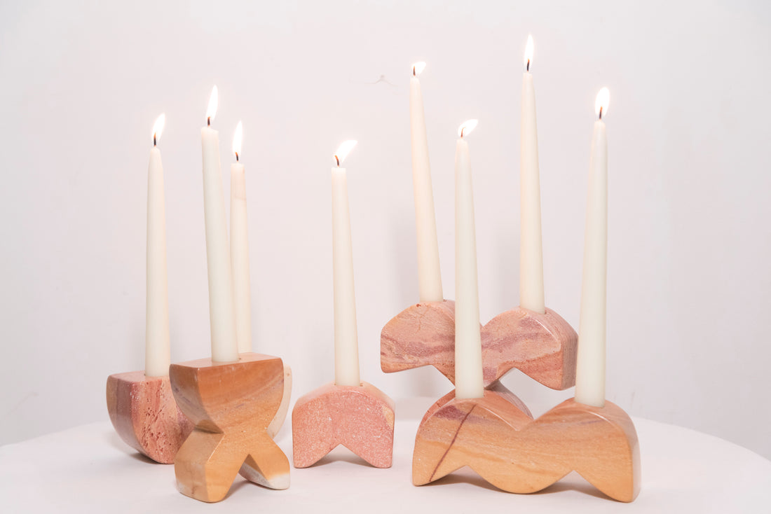 stone candle holders